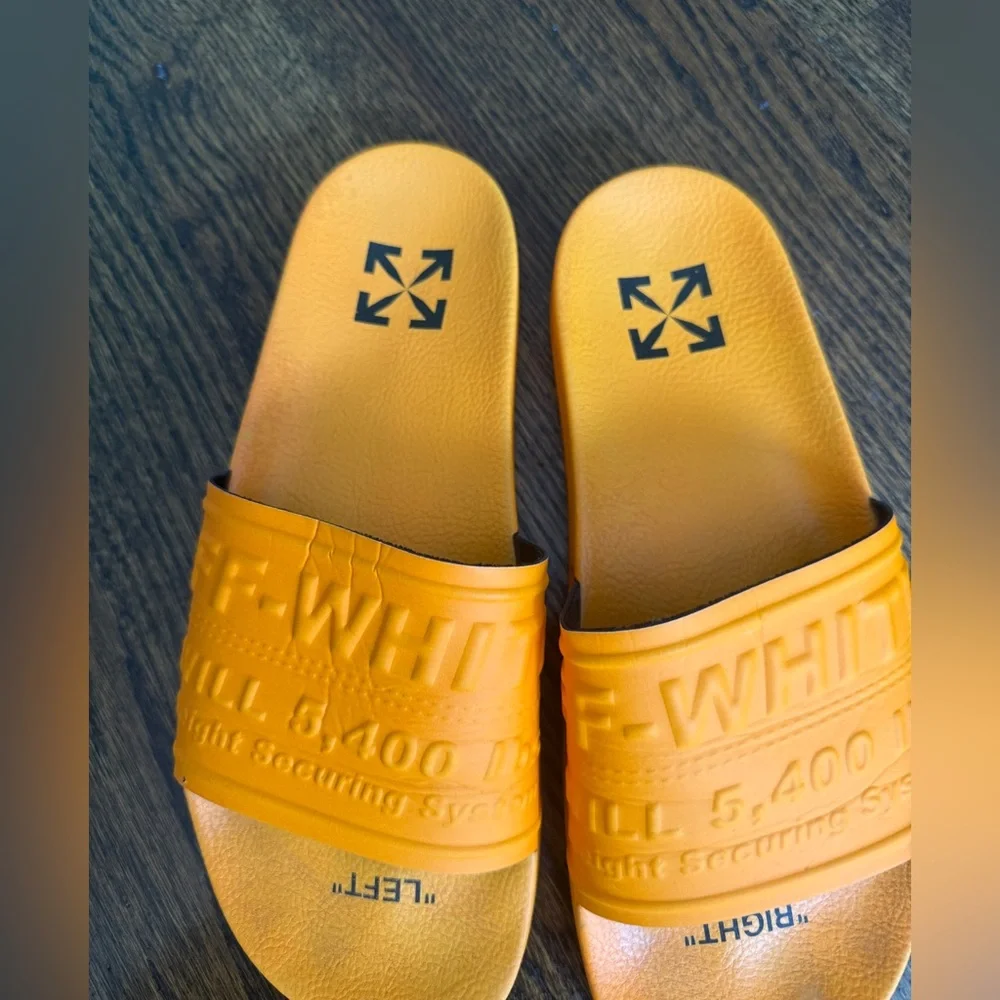 Off-White Logo Pool Slider Sandals orange size 41